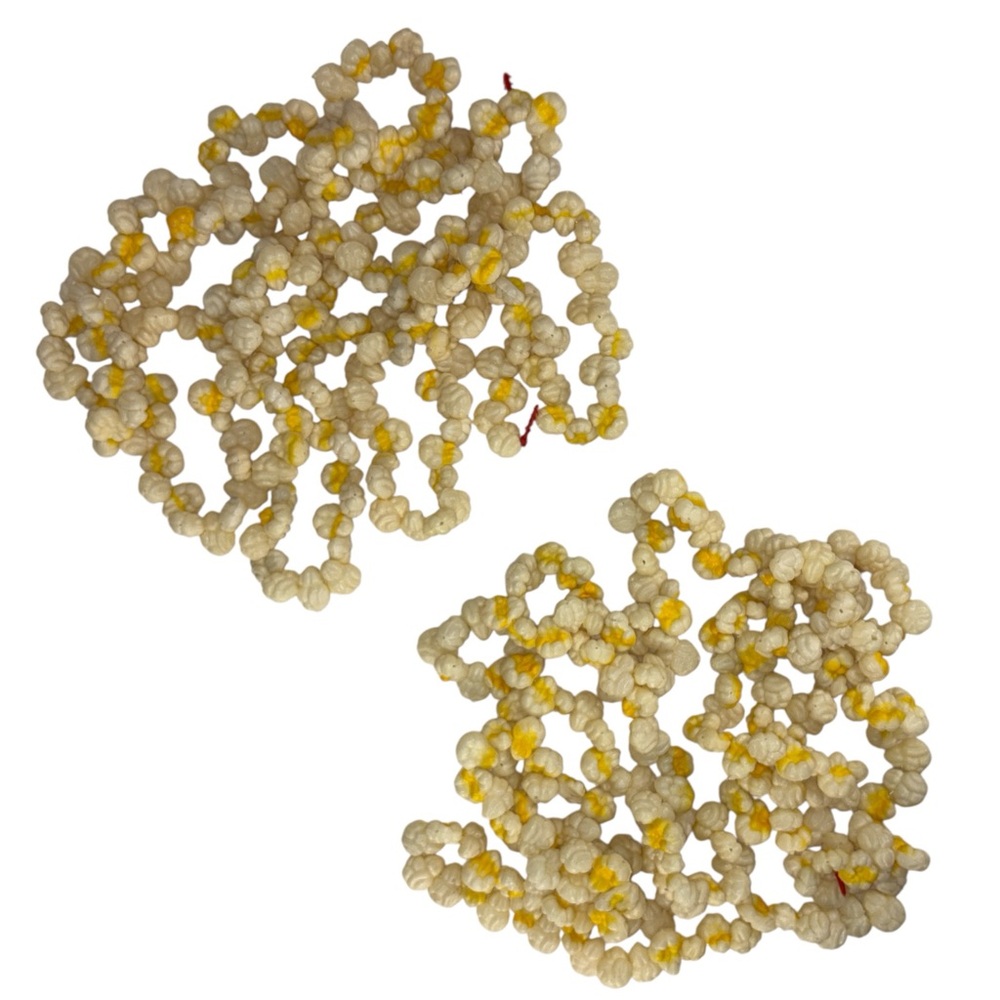 Vintage 2 - 9' Strands Blow Mold Buttered Popcorn Christmas Tree Garland